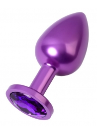 Фиолетовый анальный плаг с кристаллом фиолетового цвета - 8,2 см. - ToyFa - купить с доставкой во Владивостоке