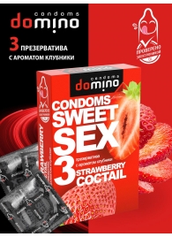 Презервативы для орального секса DOMINO Sweet Sex с ароматом клубничного коктейля  - 3 шт. - Domino - купить с доставкой во Владивостоке
