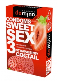 Презервативы для орального секса DOMINO Sweet Sex с ароматом клубничного коктейля  - 3 шт. - Domino - купить с доставкой во Владивостоке
