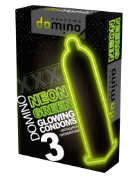 Презервативы DOMINO Neon Green со светящимся в темноте кончиком - 3 шт. - Domino - купить с доставкой во Владивостоке