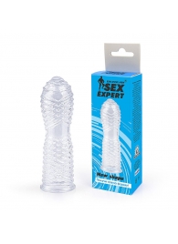 Закрытая прозрачная насадка на пенис с ребрышками - 13 см. - Sex Expert - во Владивостоке купить с доставкой