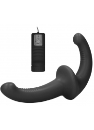 Черный безремневой вибрострапон с пультом управления Vibrating Silicone Strapless Strapon - Shots Media BV - купить с доставкой #SOTBIT_REGIONS_UF_V_REGION_NAME#