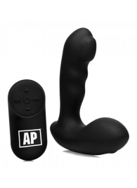 Черный стимулятор простаты Alpha-Pro 7X P-Milker Silicone Prostate Stimulator with Milking Bead - XR Brands - во Владивостоке купить с доставкой