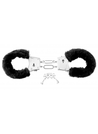 Меховые чёрные наручники Beginner s Furry Cuffs - Pipedream - купить с доставкой во Владивостоке
