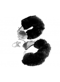 Металлические наручники Furry Love Cuffs с черным мехом - Pipedream - купить с доставкой во Владивостоке
