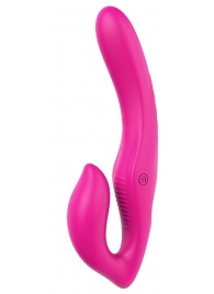 Ярко-розовый безремневой страпон REMOTE DOUBLE DIPPER - 22 см. - Dream Toys - купить с доставкой #SOTBIT_REGIONS_UF_V_REGION_NAME#