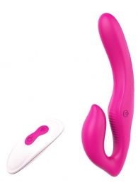 Ярко-розовый безремневой страпон REMOTE DOUBLE DIPPER - 22 см. - Dream Toys - купить с доставкой #SOTBIT_REGIONS_UF_V_REGION_NAME#