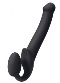 Черный безремневой страпон Silicone Bendable Strap-On M - Strap-on-me - купить с доставкой во Владивостоке