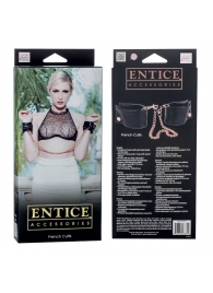 Черные мягкие наручники Entice French Cuffs с цепью - California Exotic Novelties - купить с доставкой во Владивостоке