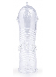 Прозрачная закрытая насадка на пенис с шипиками - 12,5 см. - Sex Expert - во Владивостоке купить с доставкой