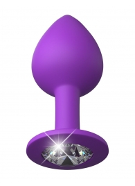 Фиолетовая анальная пробка со стразом Her Little Gem Medium Plug - 8,3 см. - Pipedream - купить с доставкой во Владивостоке
