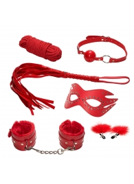 Эротический набор БДСМ из 6 предметов в красном цвете - Rubber Tech Ltd - купить с доставкой во Владивостоке
