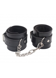 Черные оковы на ноги Obey Me Leather Ankle Cuffs - Chisa - купить с доставкой во Владивостоке