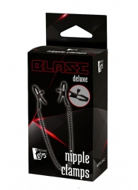 Черные зажимы на соски на цепочке BLAZE DELUXE NIPPLE CLAMPS - Dream Toys - купить с доставкой во Владивостоке