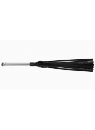 Черная многохвостая плеть с металлической ручкой - 44 см. - Джага-Джага - купить с доставкой во Владивостоке