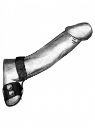 Черная утяжка на пенис и мошонку с кольцом - Джага-Джага - купить с доставкой во Владивостоке