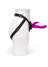 Лиловый страпон Rechargeable Vibrating Strap-On Harness Set - 17,6 см. - Happy Rabbit - купить с доставкой во Владивостоке