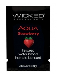 Лубрикант с ароматом клубники WICKED AQUA Strawberry - 3 мл. - Wicked - купить с доставкой во Владивостоке