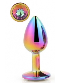 Голографическая анальная втулка с радужным кристаллом - 7,1 см. - Dream Toys - купить с доставкой во Владивостоке
