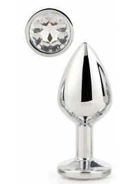 Серебристая анальная втулка с прозрачным кристаллом - 7,1 см. - Dream Toys - купить с доставкой во Владивостоке