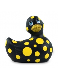 Черный вибратор-уточка I Rub My Duckie 2.0 Happiness в жёлтый горох - Big Teaze Toys - купить с доставкой во Владивостоке