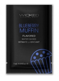 Лубрикант на водной основе с ароматом черничного маффина Wicked Aqua Blueberry Muffin - 3 мл. - Wicked - купить с доставкой во Владивостоке
