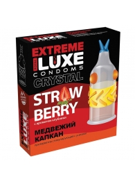 Стимулирующий презерватив  Медвежий капкан  с ароматом клубники - 1 шт. - Luxe - купить с доставкой во Владивостоке