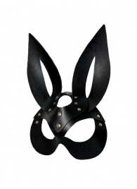 Черная кожаная маска зайки Miss Bunny - БДСМ Арсенал - купить с доставкой во Владивостоке