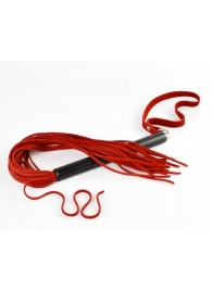 Красная велюровая плеть MIX с черной рукоятью - 47 см. - Sitabella - купить с доставкой во Владивостоке