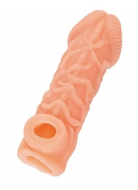 Телесная закрытая насадка с венками Cock Sleeve Size S - 13,8 см. - KOKOS - во Владивостоке купить с доставкой