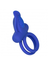 Синее перезаряжаемое эрекционное кольцо Silicone Rechargeable Dual Pleaser Enhancer - California Exotic Novelties - во Владивостоке купить с доставкой