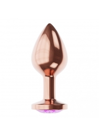 Пробка цвета розового золота с фиолетовым кристаллом Diamond Amethyst Shine S - 7,2 см. - Lola Games - купить с доставкой во Владивостоке