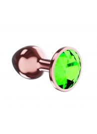 Пробка цвета розового золота с лаймовым кристаллом Diamond Emerald Shine S - 7,2 см. - Lola Games - купить с доставкой во Владивостоке