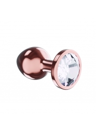 Пробка цвета розового золота с прозрачным кристаллом Diamond Moonstone Shine S - 7,2 см. - Lola Games - купить с доставкой во Владивостоке