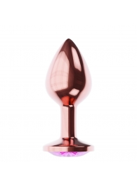Пробка цвета розового золота с лиловым кристаллом Diamond Quartz Shine L - 8,3 см. - Lola Games - купить с доставкой во Владивостоке