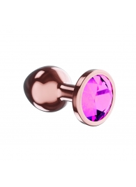 Пробка цвета розового золота с лиловым кристаллом Diamond Quartz Shine S - 7,2 см. - Lola Games - купить с доставкой во Владивостоке