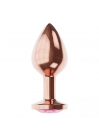 Пробка цвета розового золота с лиловым кристаллом Diamond Quartz Shine S - 7,2 см. - Lola Games - купить с доставкой во Владивостоке
