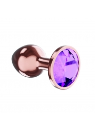 Пробка цвета розового золота с фиолетовым кристаллом Diamond Amethyst Shine L - 8,3 см. - Lola Games - купить с доставкой во Владивостоке