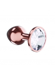 Пробка цвета розового золота с прозрачным кристаллом Diamond Moonstone Shine L - 8,3 см. - Lola Games - купить с доставкой во Владивостоке