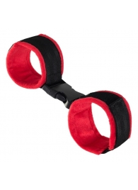Красно-черные велюровые наручники Anonymo - ToyFa - купить с доставкой во Владивостоке