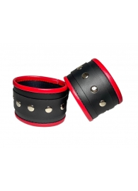 Черно-красные наручники из эко-кожи - БДСМ Арсенал - купить с доставкой во Владивостоке