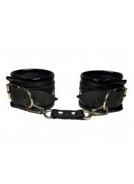Черные наручники из эко-кожи - БДСМ Арсенал - купить с доставкой во Владивостоке