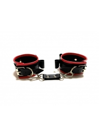 Черно-красные наручники с бантиками из эко-кожи - БДСМ Арсенал - купить с доставкой во Владивостоке
