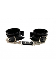 Черные наручники с бантиками из эко-кожи - БДСМ Арсенал - купить с доставкой во Владивостоке