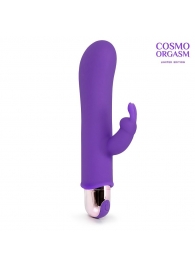 Фиолетовый мини-вибратор с клиторальным зайчиком - 14 см. - Cosmo