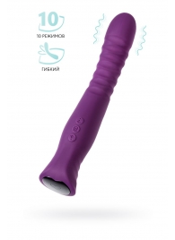 Фиолетовый гибкий вибратор Lupin с ребрышками - 22 см. - ToyFa