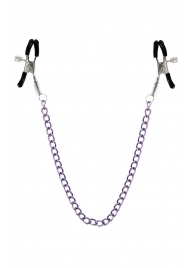 Зажимы для сосков с фиолетовой цепочкой Sweet Caress Nipple Chain - Sweet Caress - купить с доставкой во Владивостоке