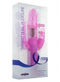 Розовый вибратор RABBIT DUAL PLEASURE с клиторальным и анальным стимуляторами - 22 см. - Seven Creations