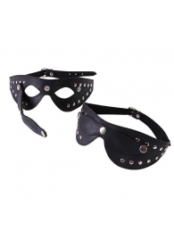 Чёрная кожаная маска с велюровой подкладкой - Sitabella - купить с доставкой во Владивостоке