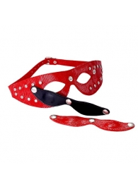 Красная кожаная маска со съёмными шорами - Sitabella - купить с доставкой во Владивостоке